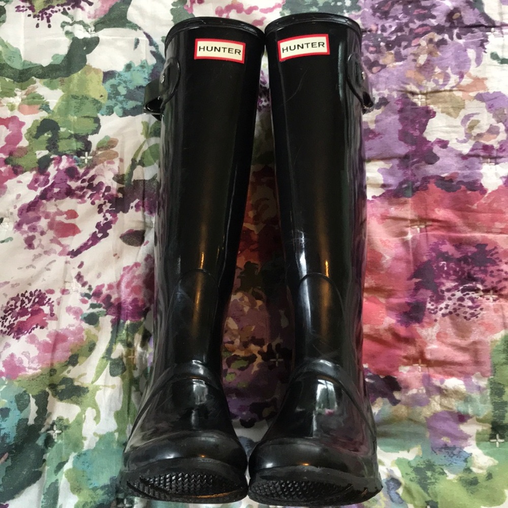Glossy Black Hunter Boots